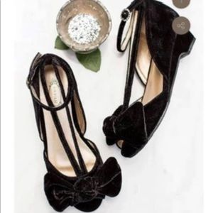 Joyfolie black velvet sandals with bow